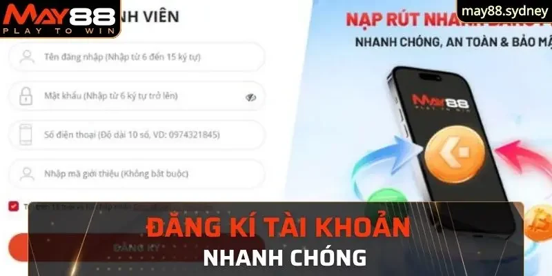 Đăng kí tài khoản tại May88 theo các bước